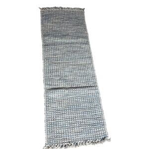 PARK Designs Sandy Shores Table Runner 13" X 36" Blue White Cotton Fringe